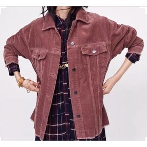 Zara Women's Corduroy Jacket dusty rose